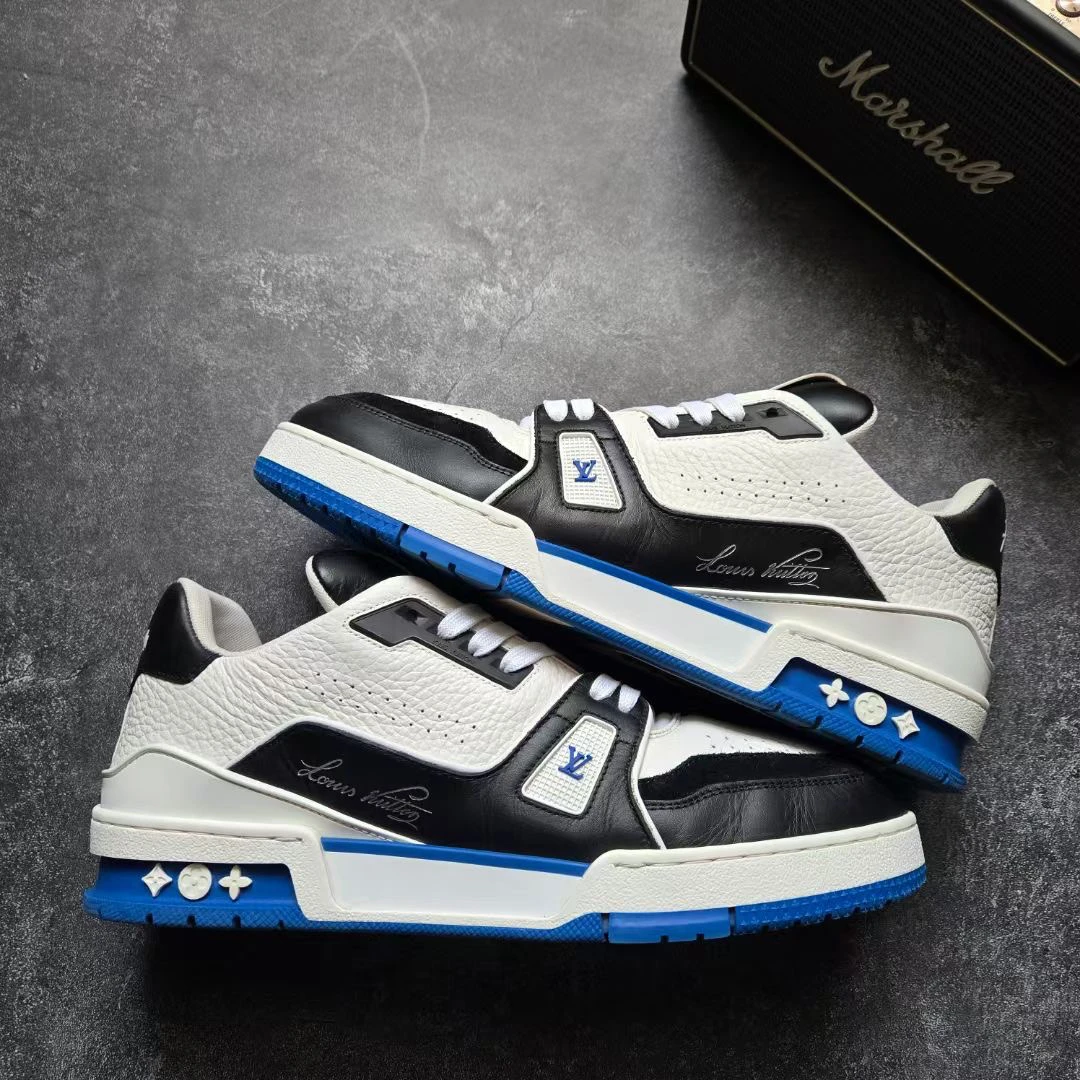 99新 LouisVuitton/路易威登 42码 TRAINER 新款藤原浩 黑蓝白 鞋