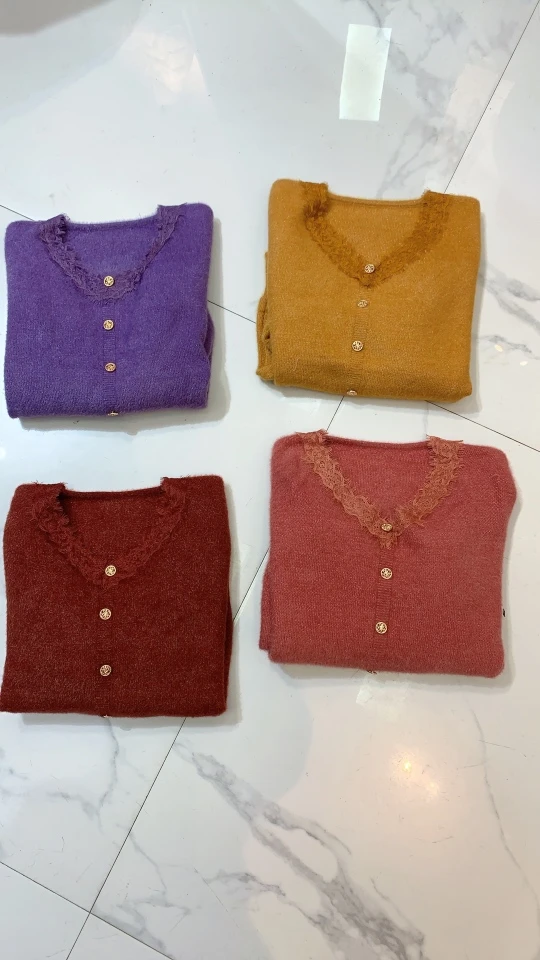 女冬季套头款毛针织衫纯色上衣秋冬蕾丝女装长袖