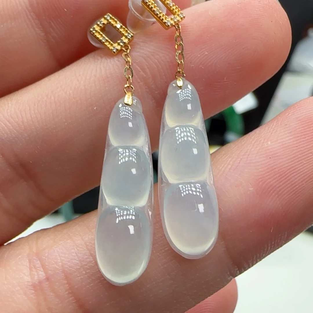 翡翠18K金镶嵌耳饰