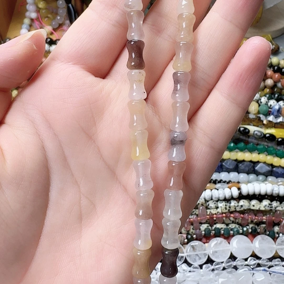 未镶嵌玛瑙/玉髓珠宝半成品卡6紫罗兰竹节一条