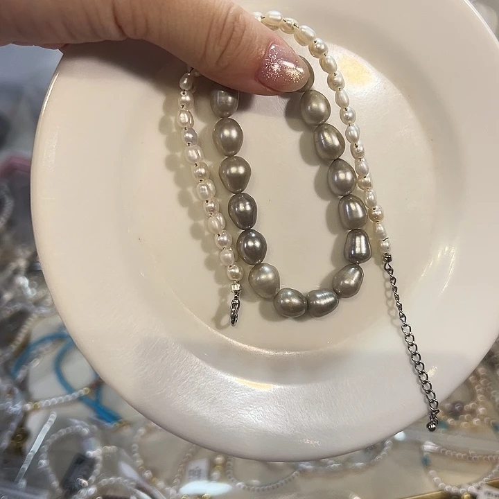 银S925镶嵌淡水珍珠时尚设计款天然淡水珍珠