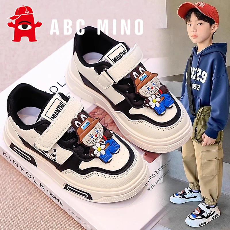 ABC MINO拉布布男童鞋板鞋秋季儿童防滑运动鞋男孩爆款小学生皮面