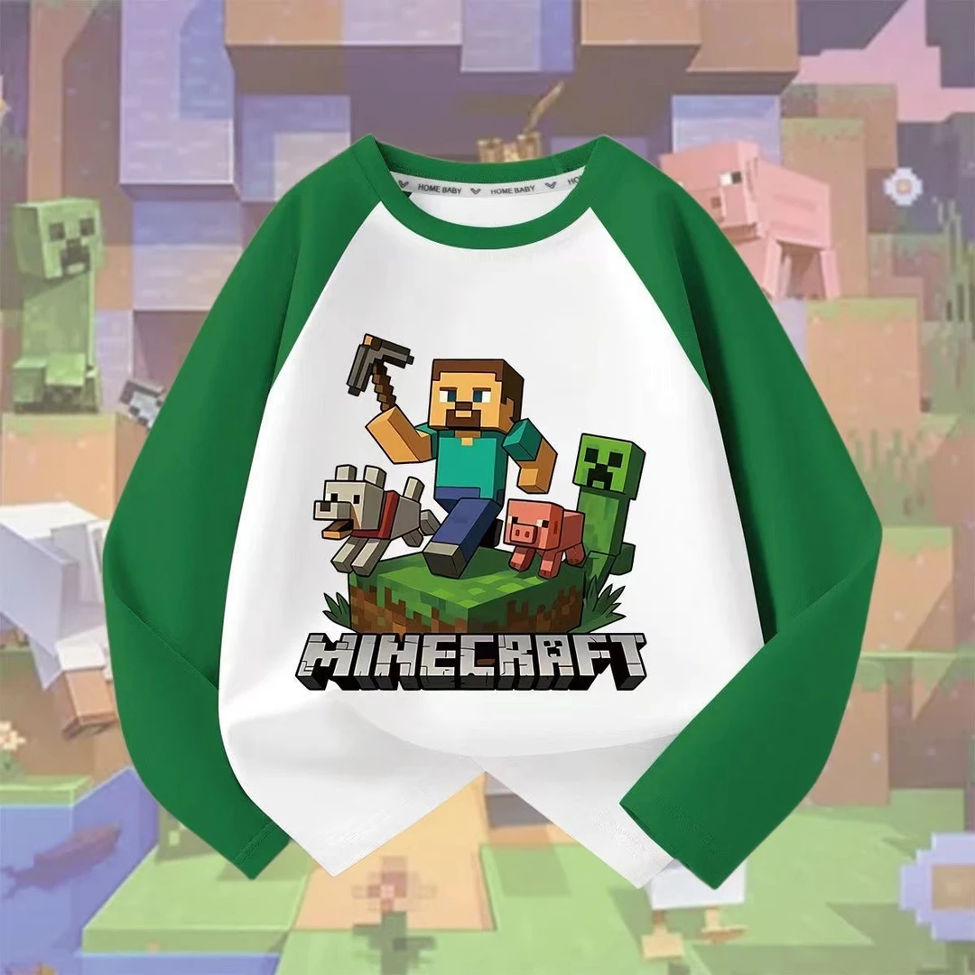 MC男童长袖插肩衣服T恤女童新款春秋儿童长袖纯棉打底上衣童装潮