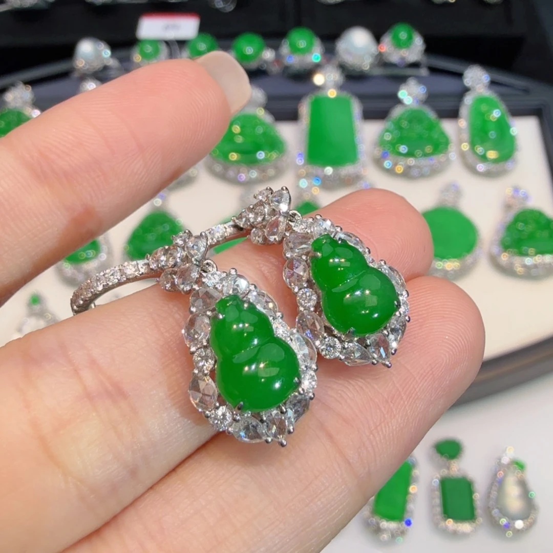 翡翠18K金镶嵌耳饰收到货48小时鉴赏期