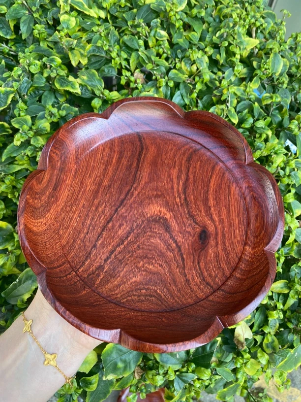 缅甸花梨木整料花边果盘  直径20cm高3.5cm