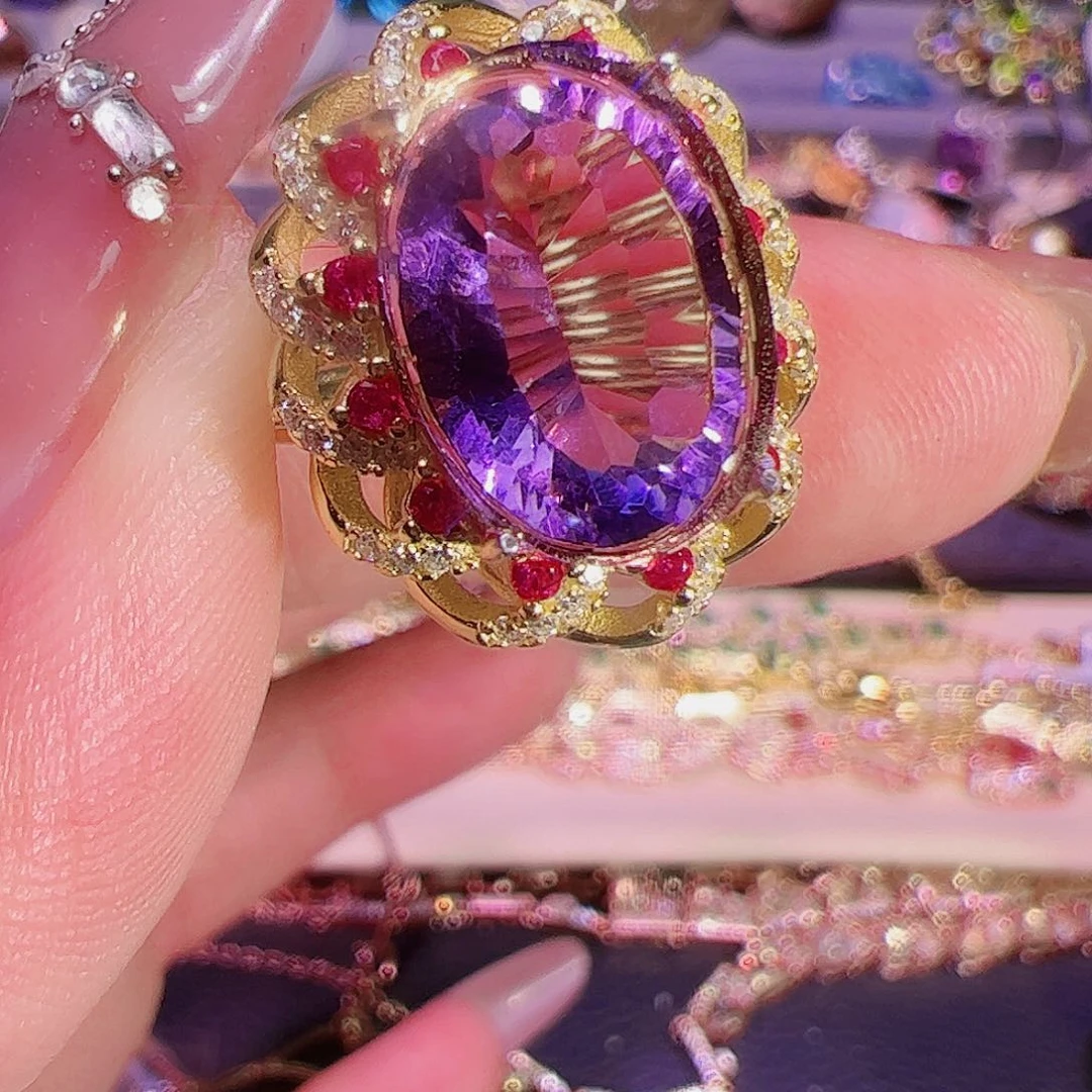 紫晶紫水晶银S925镶嵌