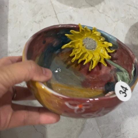 碗瑕疵纯手工手捏咖啡杯壶承