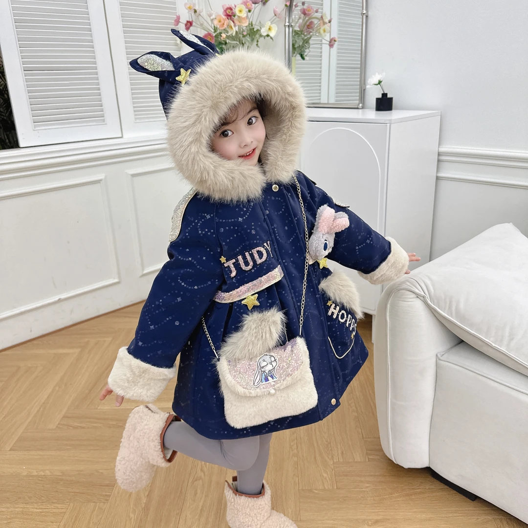 【XH】Disney/迪士尼女童冬款新款休闲淑女简约派克服外套XCR4PJ539