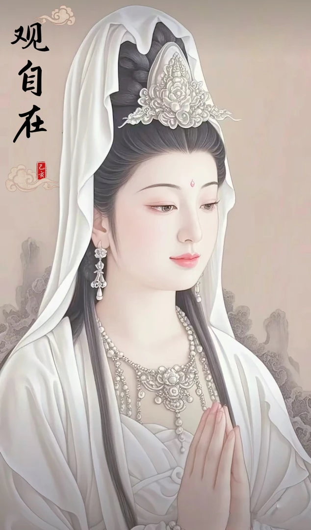 DMC十字绣-白衣观音佛像佛堂供奉保平安2025爆款十字绣挂画刺绣