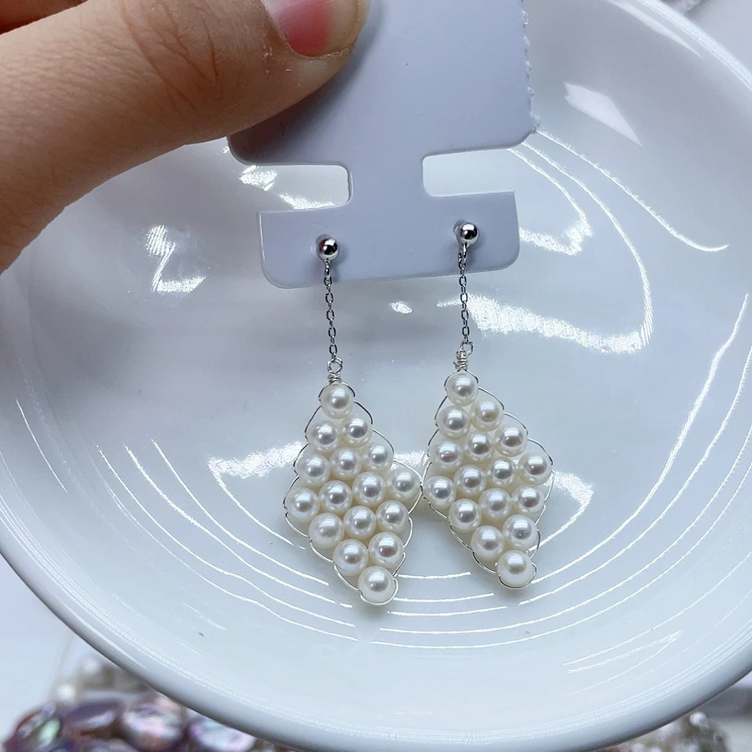 银S925镶嵌耳饰淡水珍珠