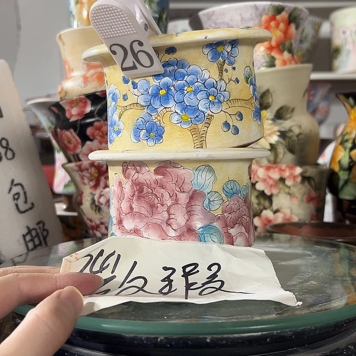 景德镇幸运花盆手绘韩式花盆