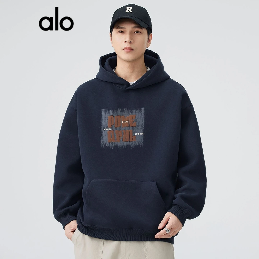 AIO套头印花男男士秋冬绒感卫衣潮流连帽运动秋冬卫衣休闲情侣