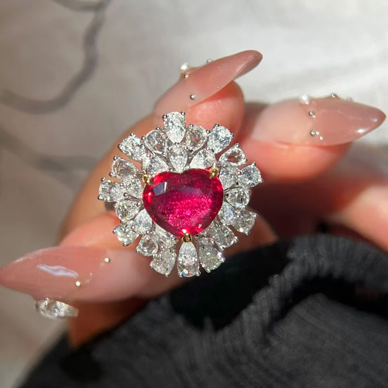 GRS无烧鸽血红18K金红宝石戒指3.01克拉