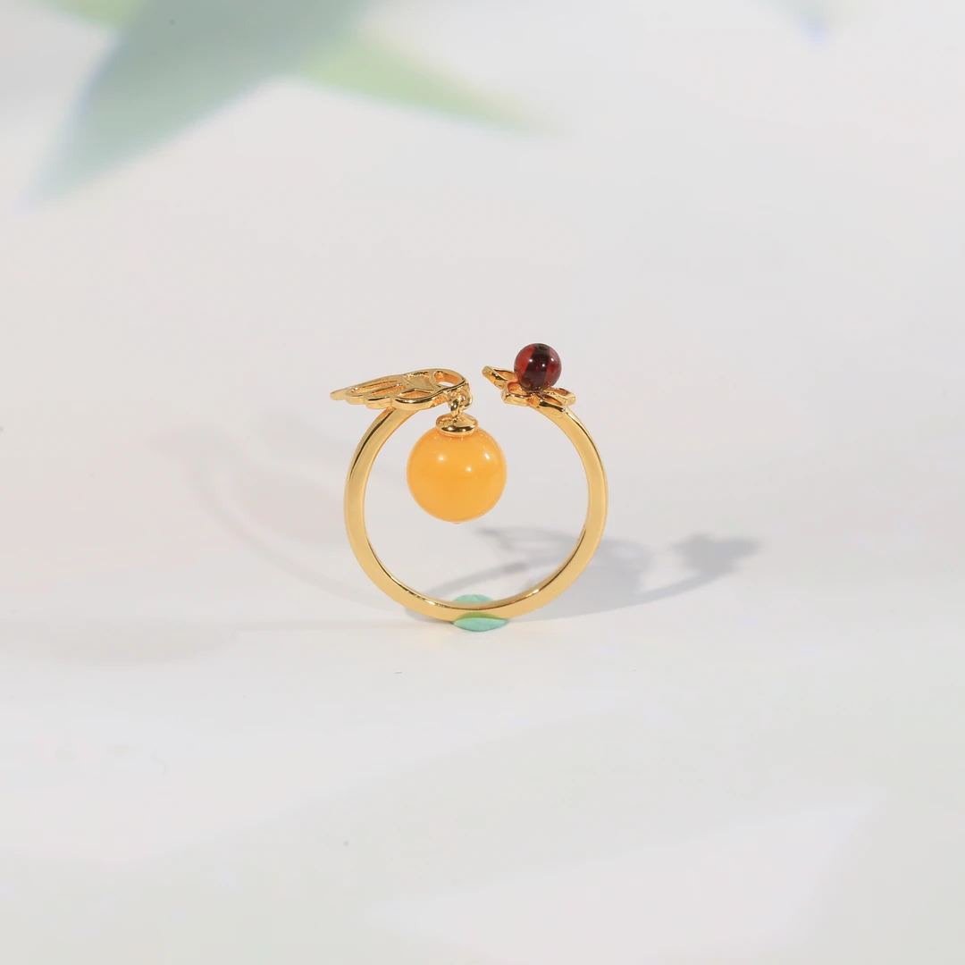 【安曼博】S925银蜜蜡戒指  约7mm