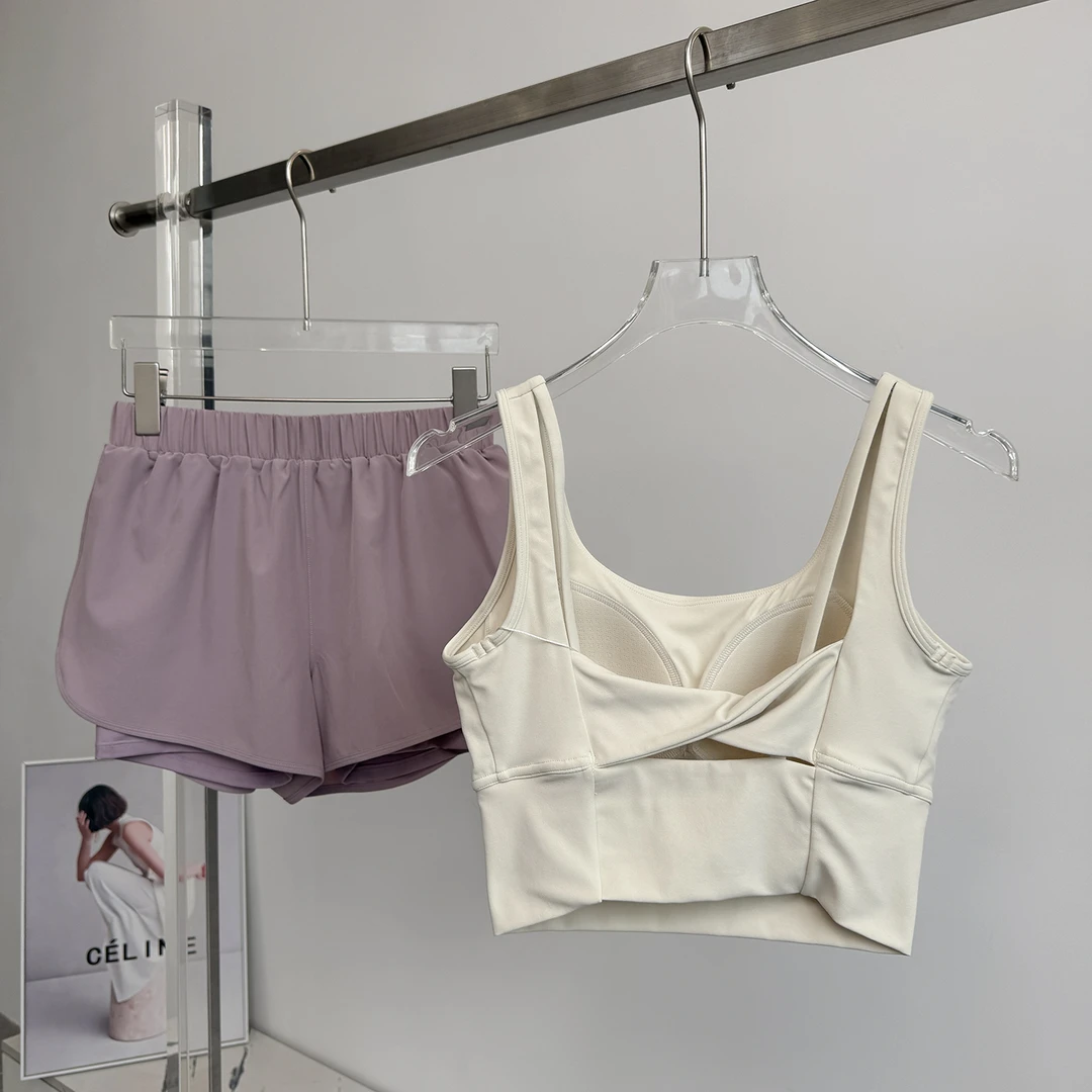 瑜伽服套装女2025新款夏季防震跑步运动健身服速干衣普拉提训练衣