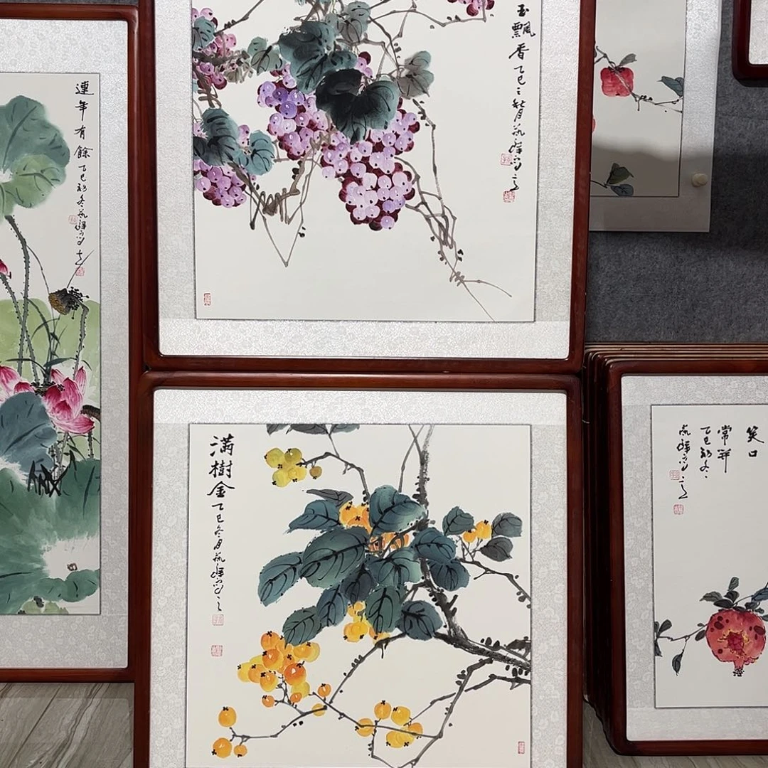 国画书画作品带框63×63