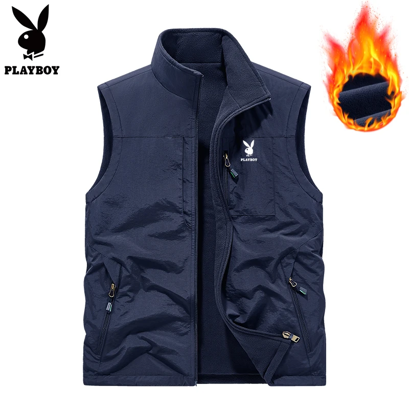 花花公子双面穿男士加厚马甲背心爸爸装户外防风保暖爆款2025新款