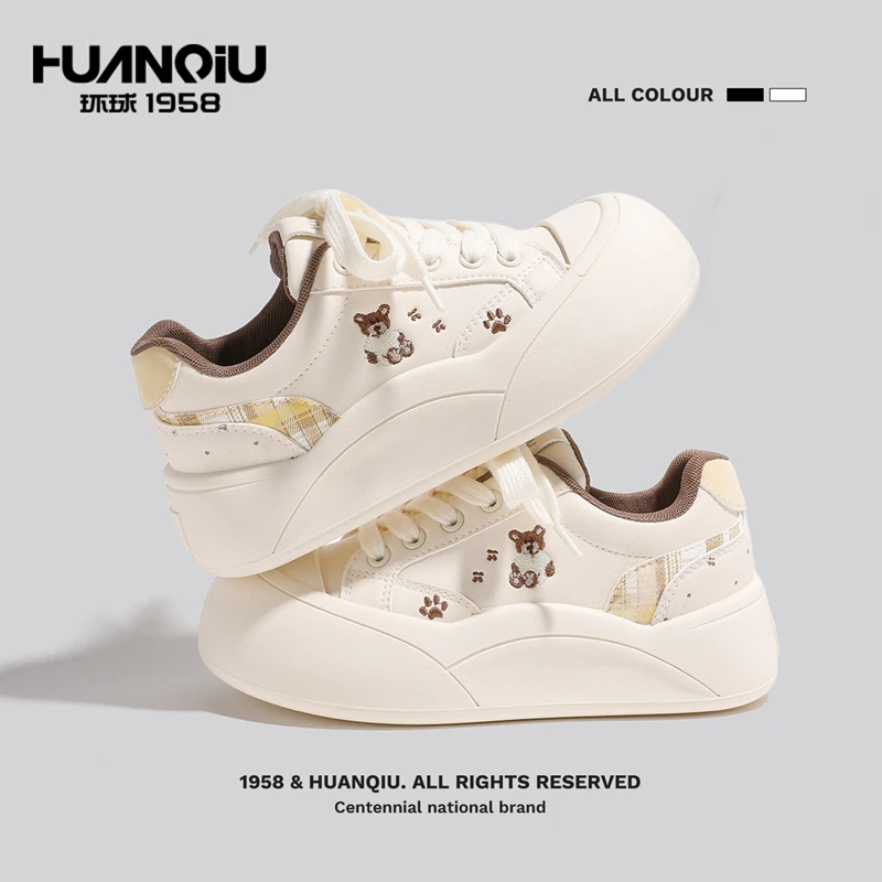 环球百搭圆头小白鞋新款厚底韩版休闲女鞋学生软底潮流学院风板鞋