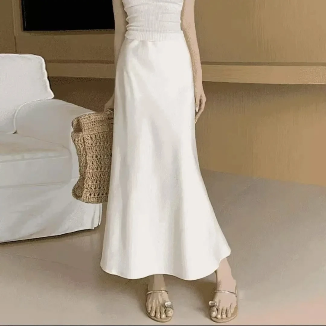 【木瑶女装】2025新款春夏醋酸缎面时尚气质洋气高级感鱼尾半身裙