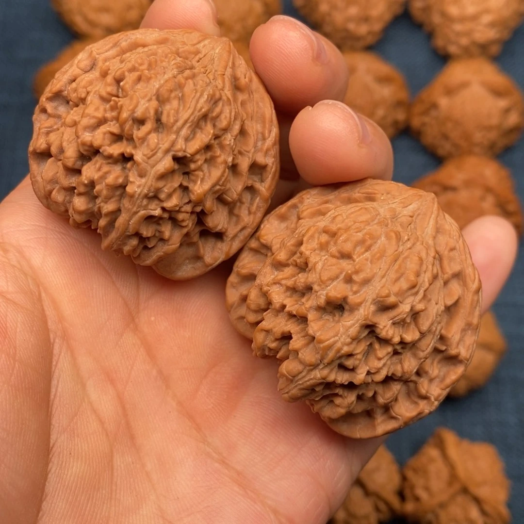 文玩核桃把件41红皮凹底儿全品满天星