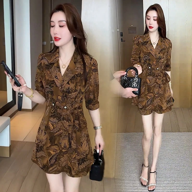 【有运费险】洋气减龄短裤套装女2025夏新款时尚显瘦国风印花两件套