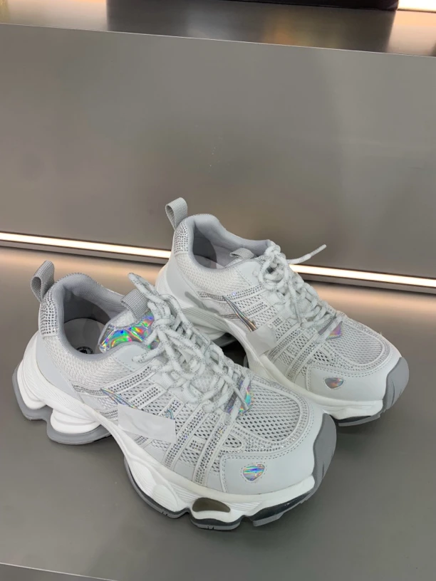 2025新款厚底老爹鞋网纱透气百搭气垫增高休闲女鞋X68