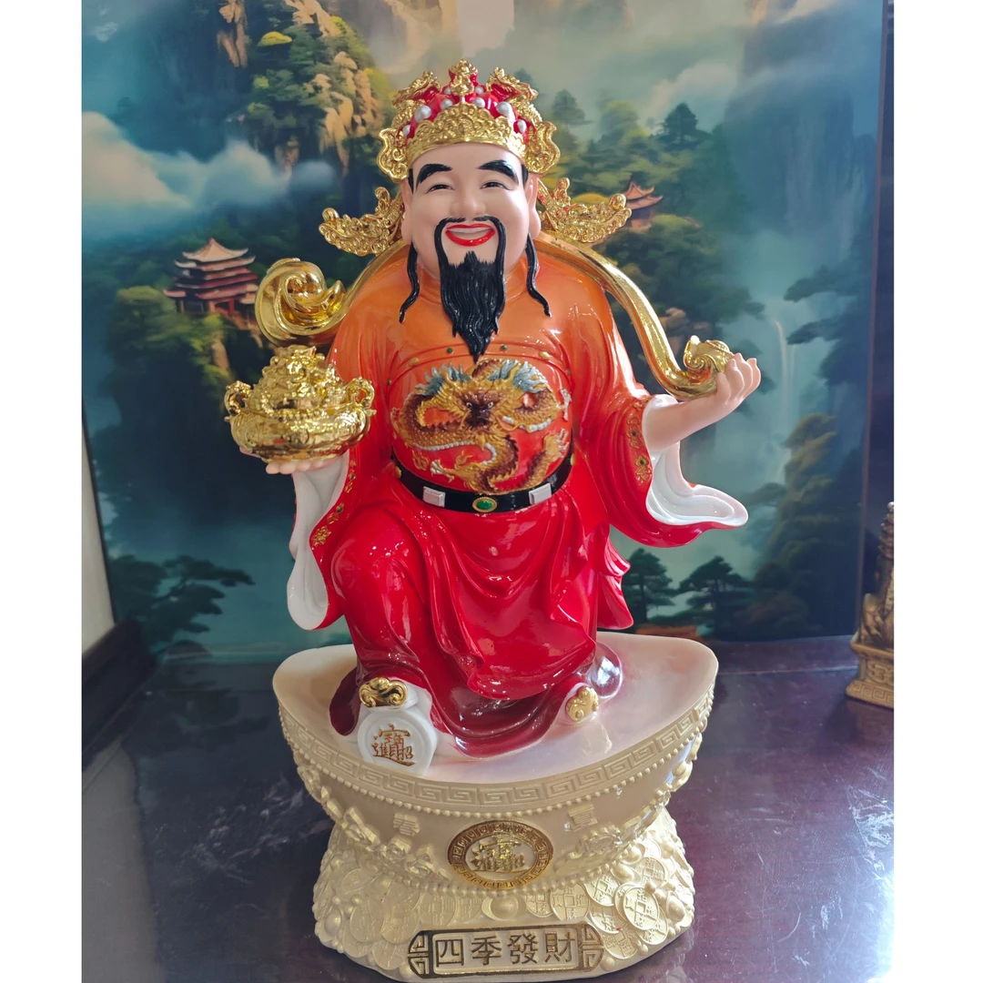 仿瓷红衣站款财神