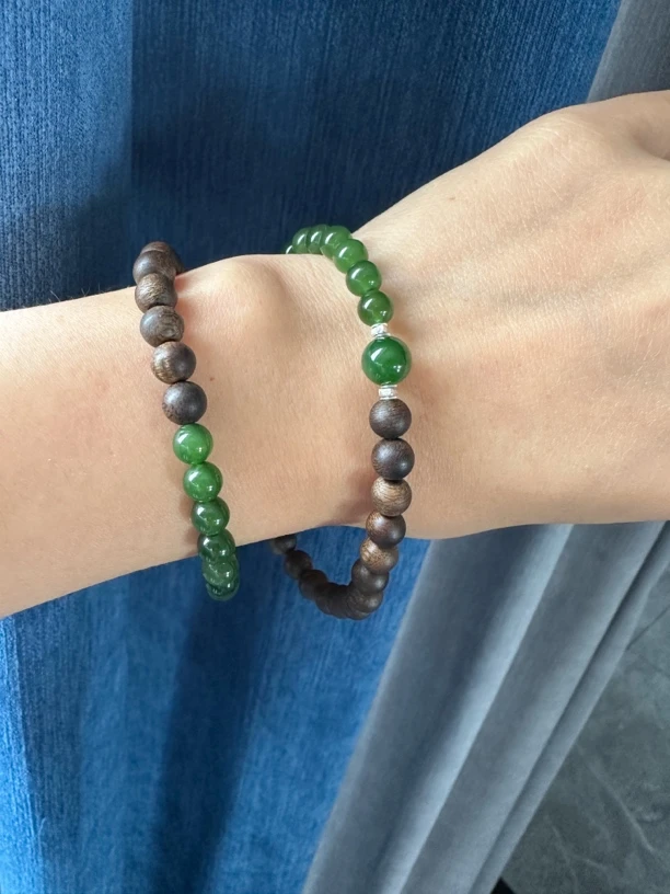 沉香碧玉06双圈手串跑环