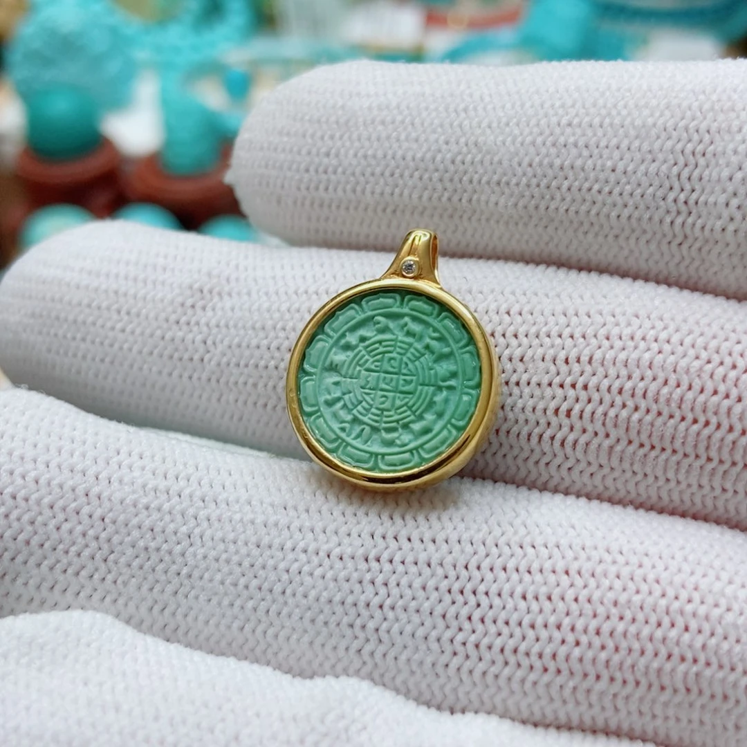 绿松石18K金镶嵌珠子