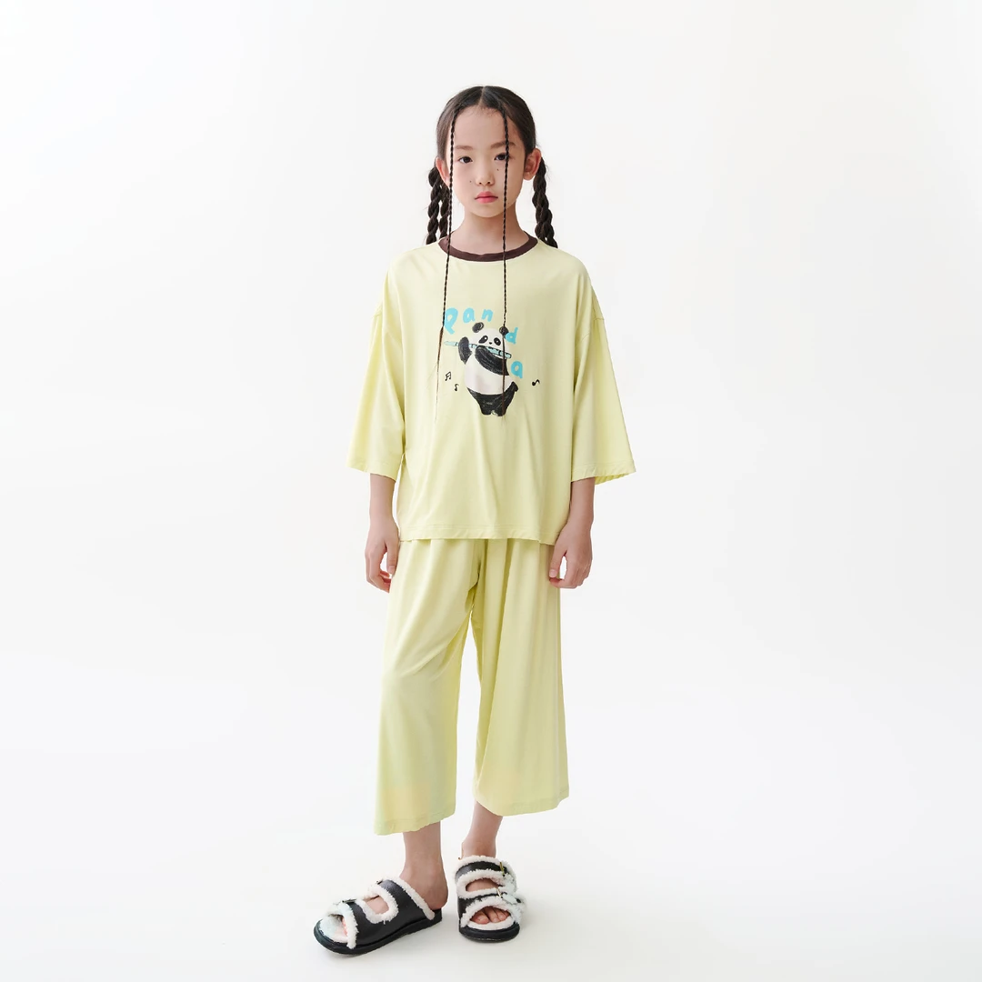 KALAM1LE【第二肌肤】儿童夏季莫代尔卡通家居服套头睡衣套装X2227