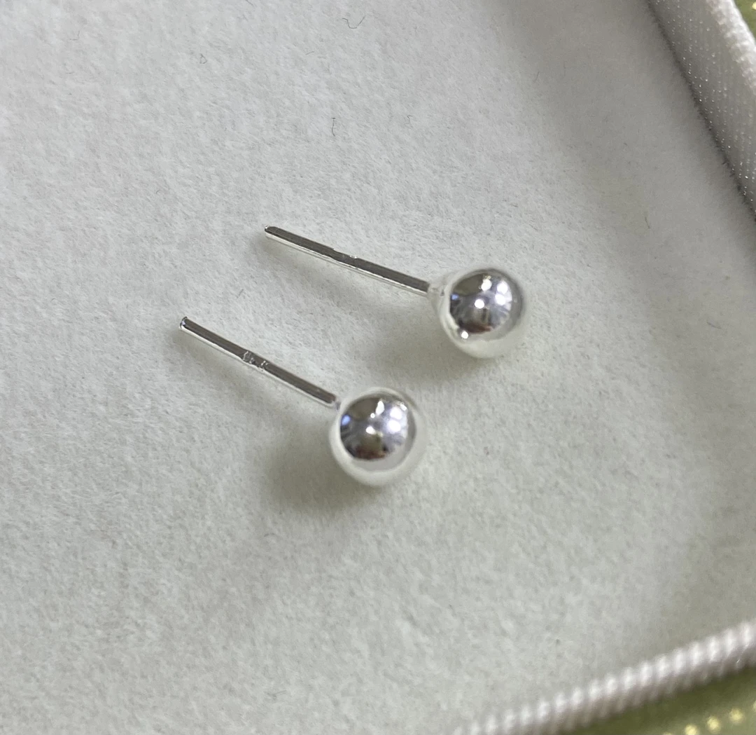 足银耳饰 福利！足银养耳洞豆豆球球耳钉 5mm