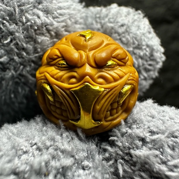 瑞麟手作【面罩恶僧】猴头单颗雕刻镶嵌半手工精工配饰顶珠搭配手串