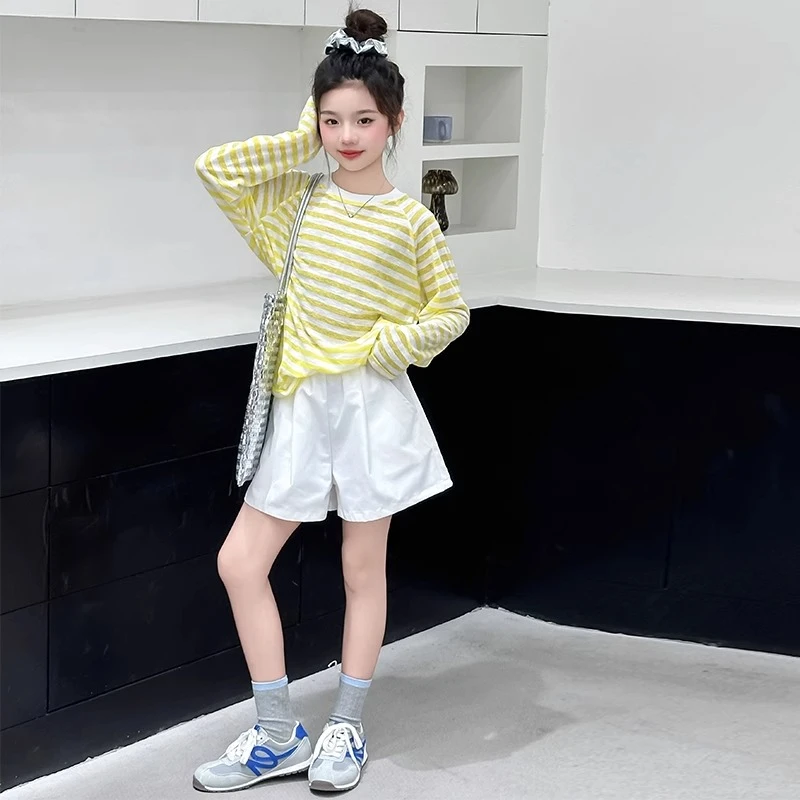 女童休闲短裤套装2025新款儿童装洋气时髦两件套中大童夏季防晒衣