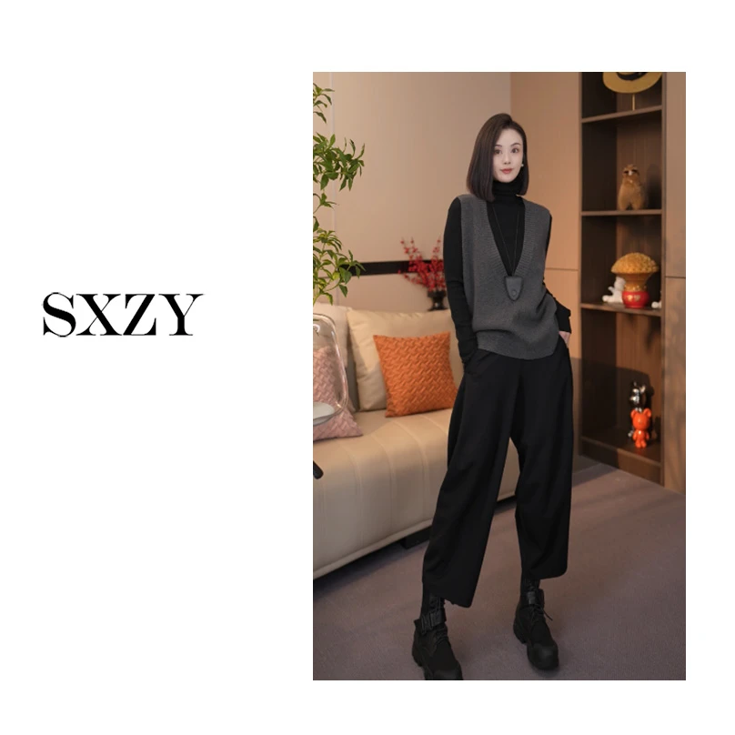 ‘SXZY’【故里】早秋毛针织衫百搭显瘦经典宽松显瘦针织马甲上衣