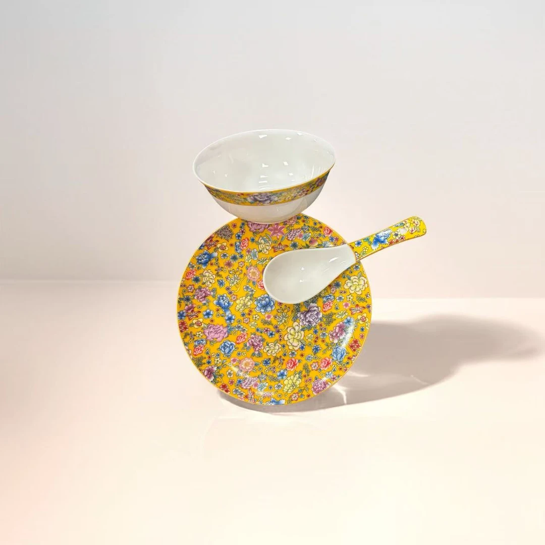 景德镇陶瓷万花碗三件套