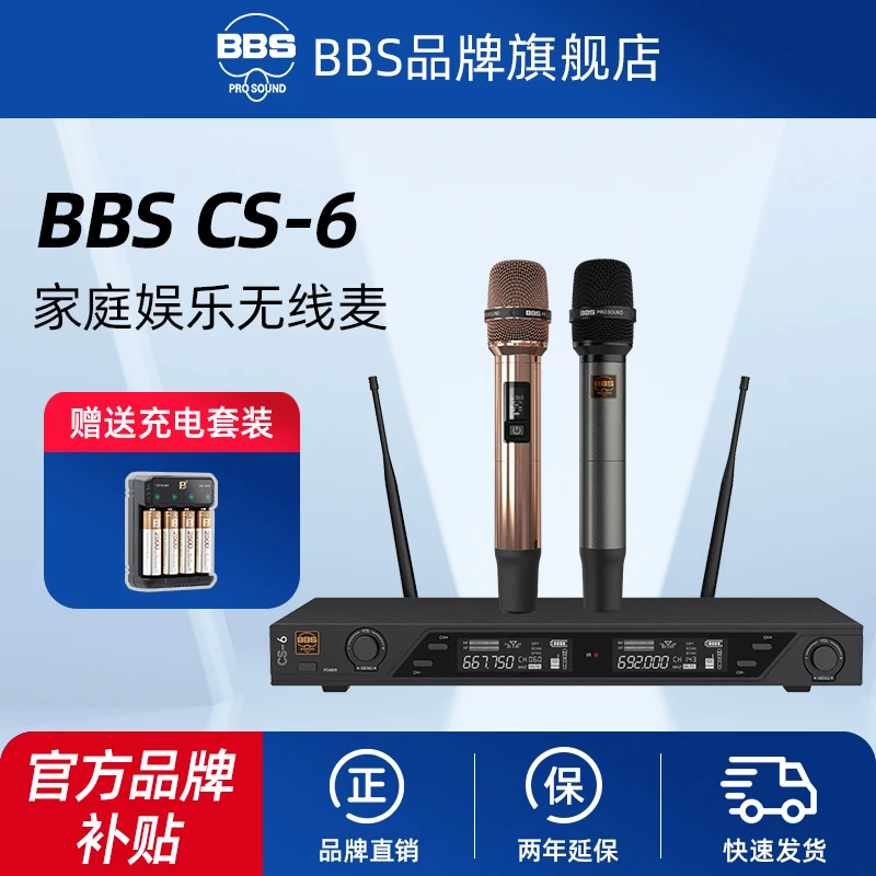 BBSCS-6无线话筒一拖二家庭卡拉OK专业高端演出麦克风舞台主持KTV