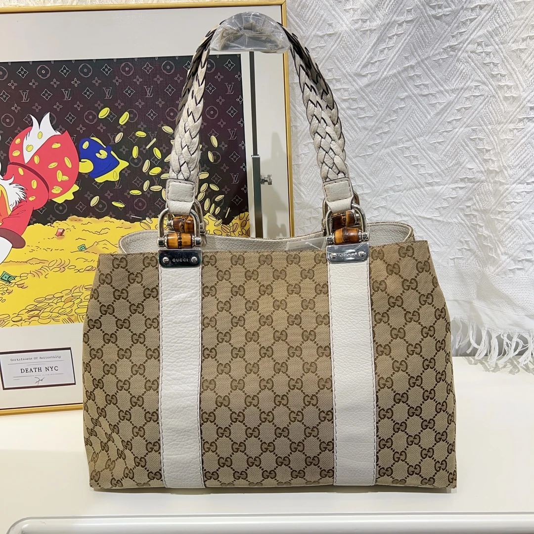 95新 GUCCI/古驰 GUCCI古驰竹节老花托特包a7659