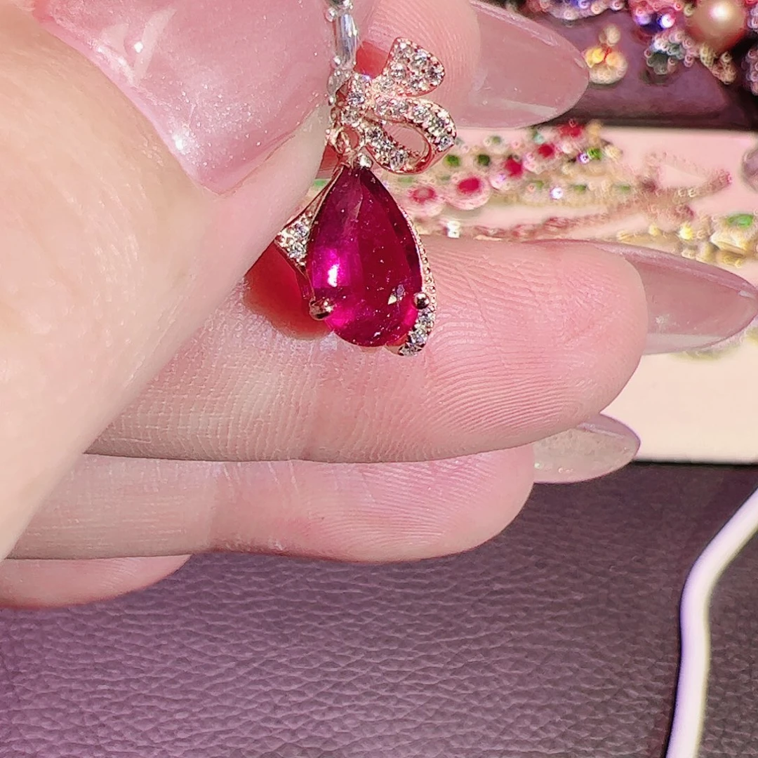 碧玺碧玺吊坠银S925镶嵌