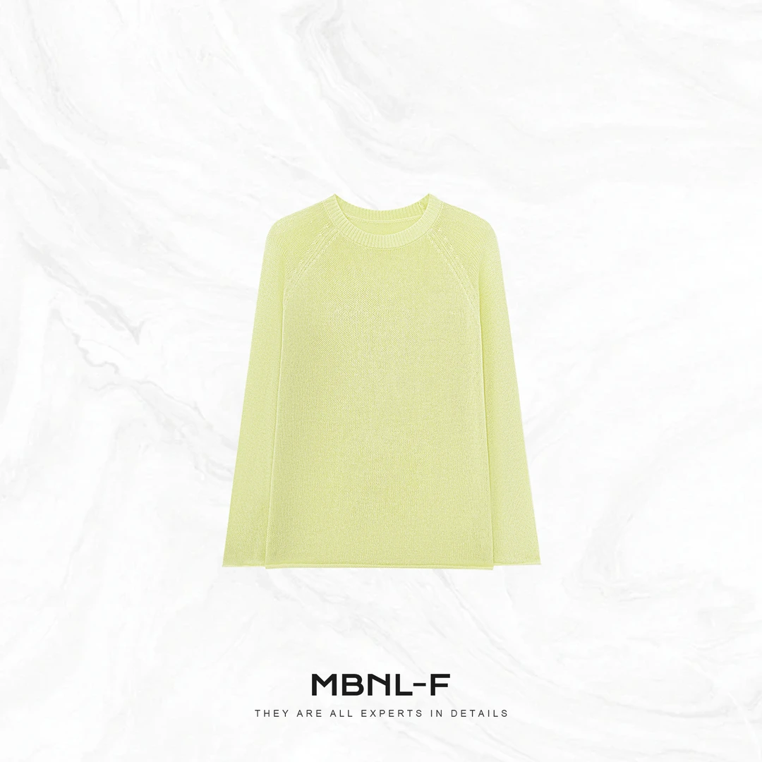 MBNL-F“卷边长T” 松弛慵懒圆领长袖亚麻针织T恤 秦磊XM-XMY2269