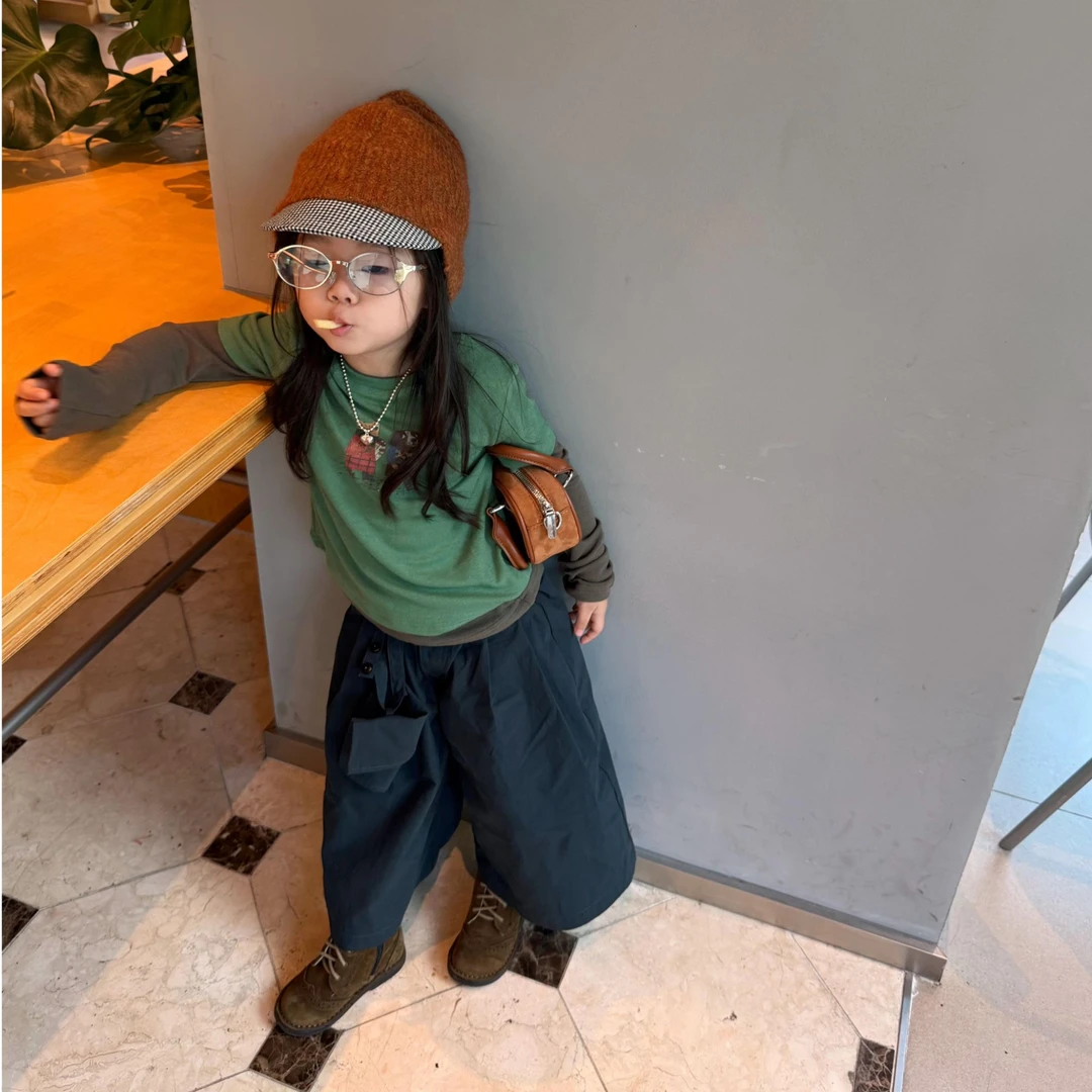 壹妈童装女童2025秋冬新款套装洋气韩版女宝休闲假两件T恤阔腿裤