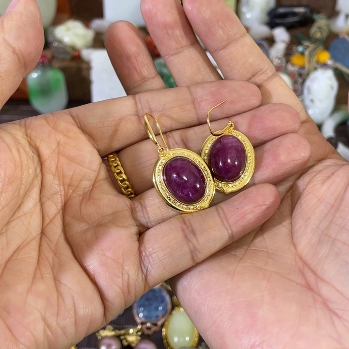 银S925镶嵌耳饰红宝石精品精品精品精品