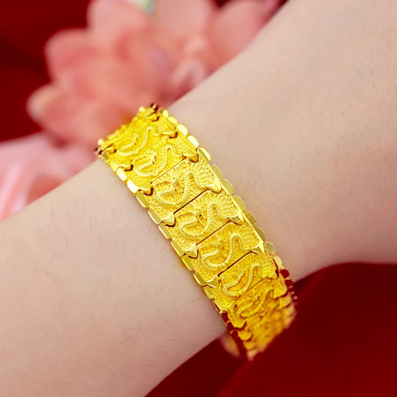 合金手链 18K真金色  男士手链（龙纹手链）男款时尚经典潮流不掉色