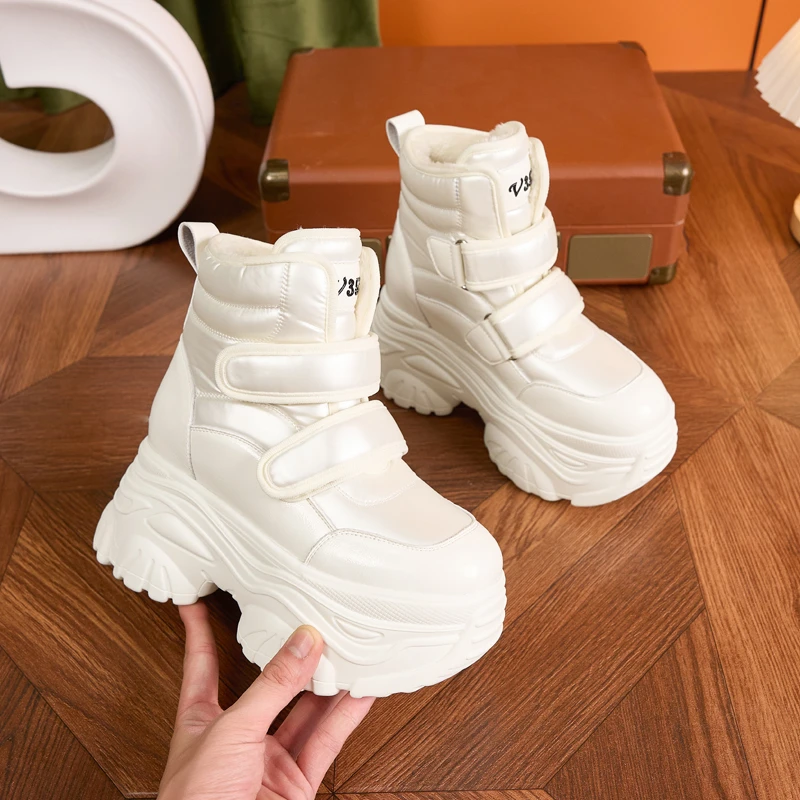 小个子厚底内增高雪地靴女2025冬季加绒加厚大棉鞋保暖高帮休闲鞋