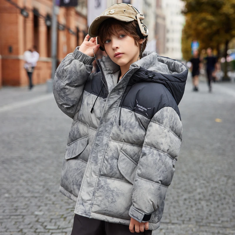 巴拉儿童羽绒服男童2025新款中大童加厚冬季白鸭绒短款洋气