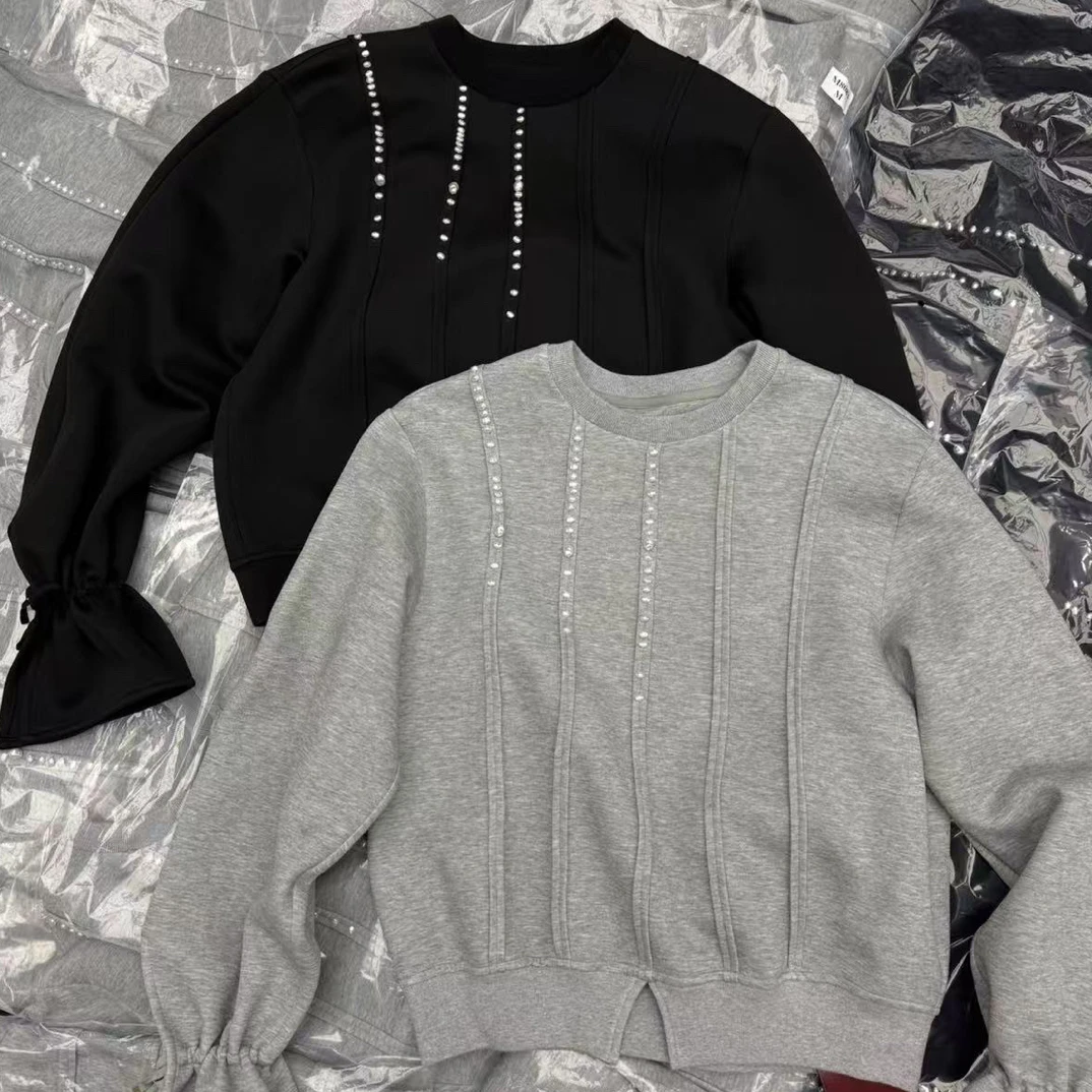 【BAI】秋季新款重工设计感百搭休闲长袖卫衣8083