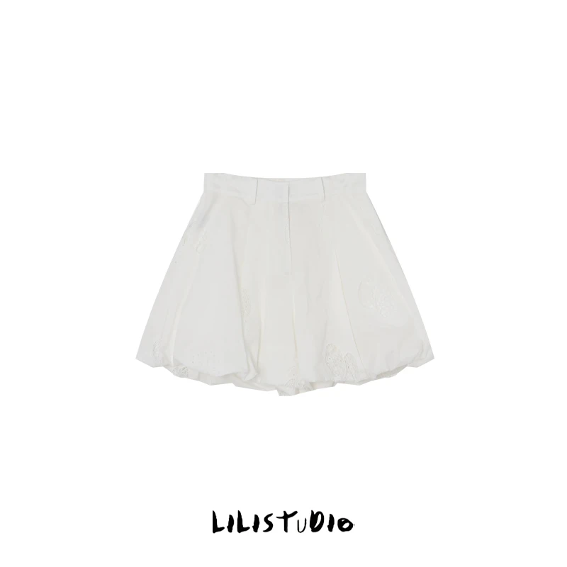 PCNY「甜美风白」不理理夏季新款女装高腰休闲时尚百搭潮流半身裙