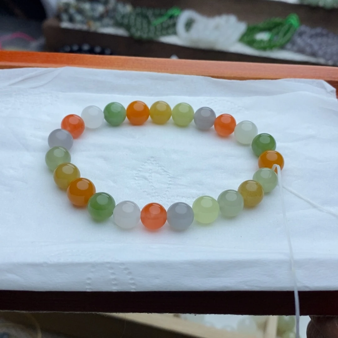 和田玉手链未镶嵌8mm精品多宝圆珠