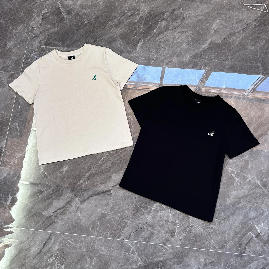 【外贸Y单】袋鼠圆领女士短袖t恤 字母刺绣宽松撞色休闲风