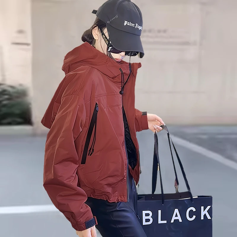 NAHOPULER/纳霍浦勒欧货早秋装短款冲锋衣外套女休闲小个子夹克