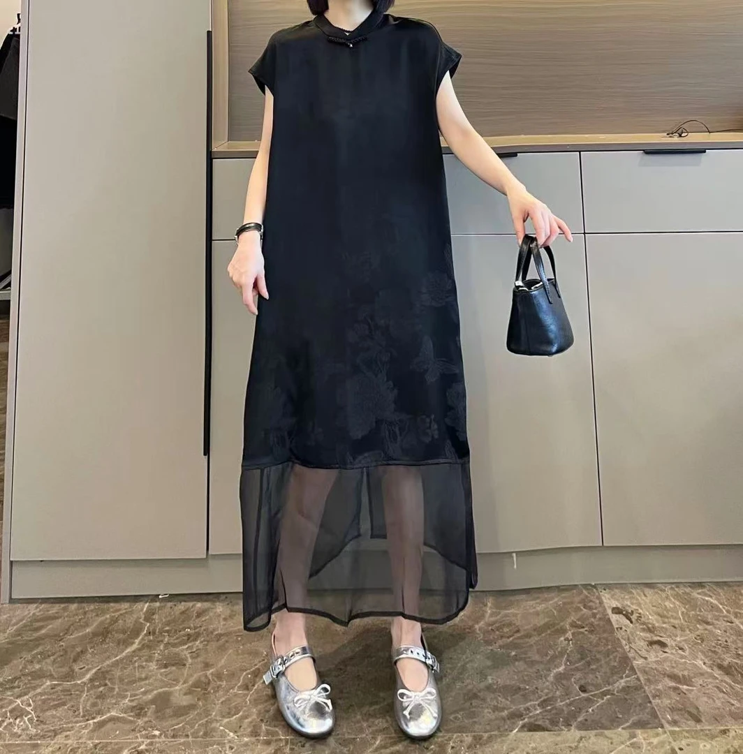 米可/MK-2337ZJ【新中式盘扣提花连衣裙】时尚休闲夏季新款连衣裙